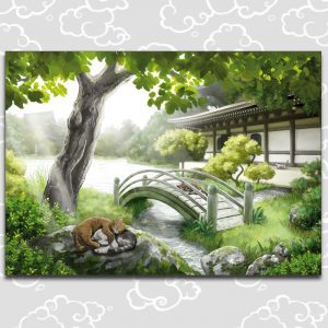 Chats dans un temple - illustration A3