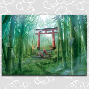 Renards dans la forêt - illustration A3